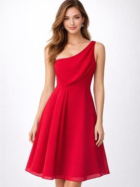 Elegant Red One-Shoulder Dress
Sheer Overlay size 4
NEW